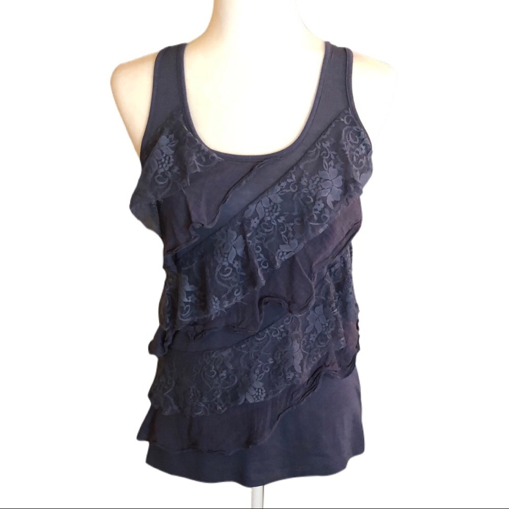 Eyelash Couture lacy blue blouse M